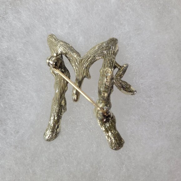 Sarah Coventry Silver-Tone "M" Branch-Style Nature-Inspired Design Brooch Pin - Picture 3 of 7